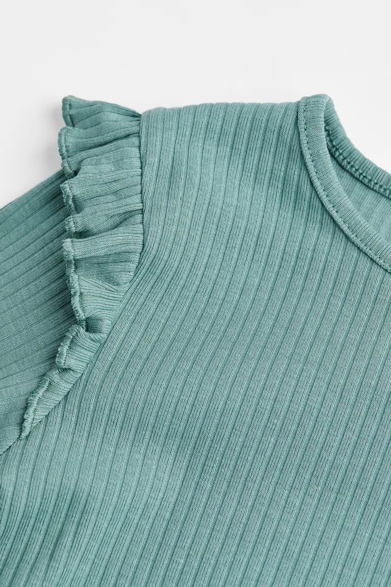 Ruffle-trimmed Ribbed Top | H&M (US + CA)