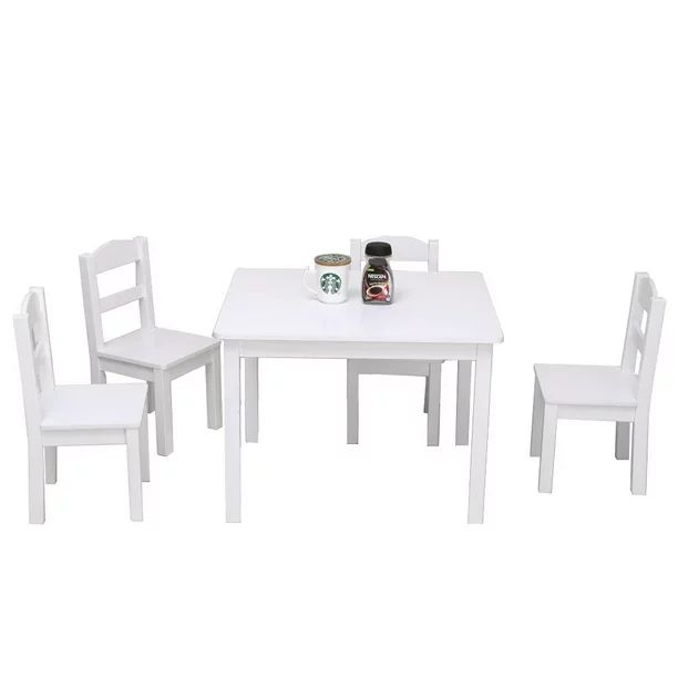 Ktaxon Kids Table and Chairs Set - 4 Chairs and 1 Activity Table for Children Toddlers Furniture ... | Walmart (US)