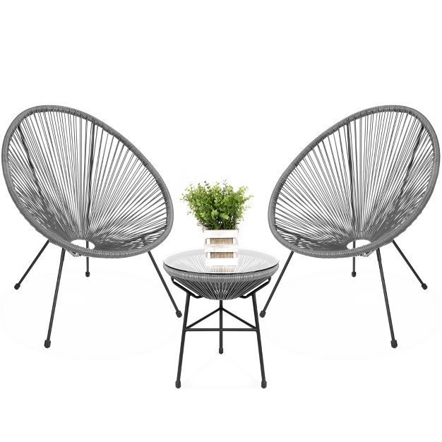 Best Choice Products 3-Piece All-Weather Patio Acapulco-Style Bistro Furniture Set w/ Rope, Glass... | Target