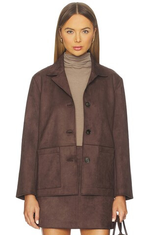 Elodie Hayes Vegan Suede Jacket in Deep Mahogany from Revolve.com | Revolve Clothing (Global)