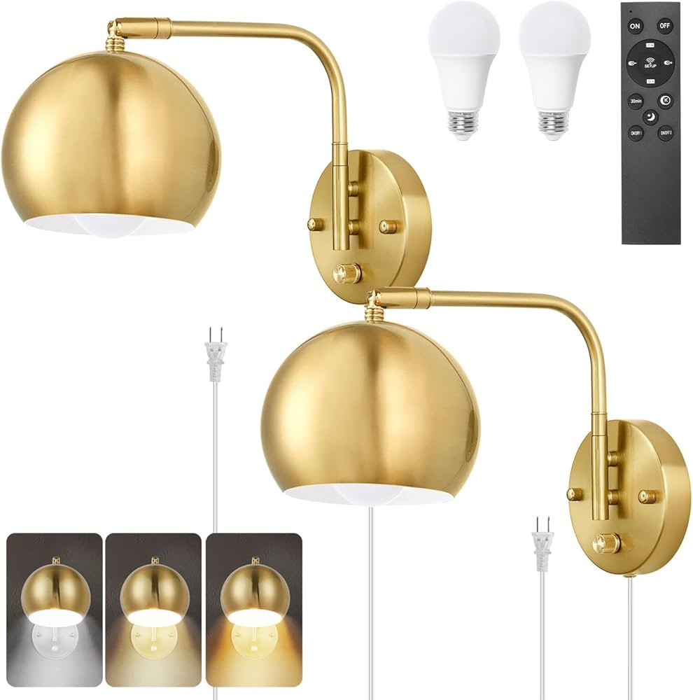 Wall Sconce with Remote Control, Plug in Wall Sconces Dimming 0-100% and Adjustable Color Tempera... | Amazon (US)