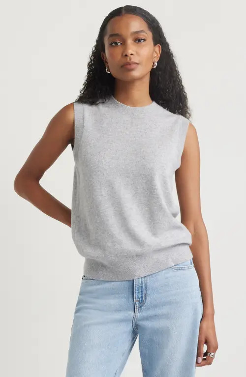 Nordstrom Sleeveless Cashmere Sweater in Grey Formal at Nordstrom, Size X-Large | Nordstrom