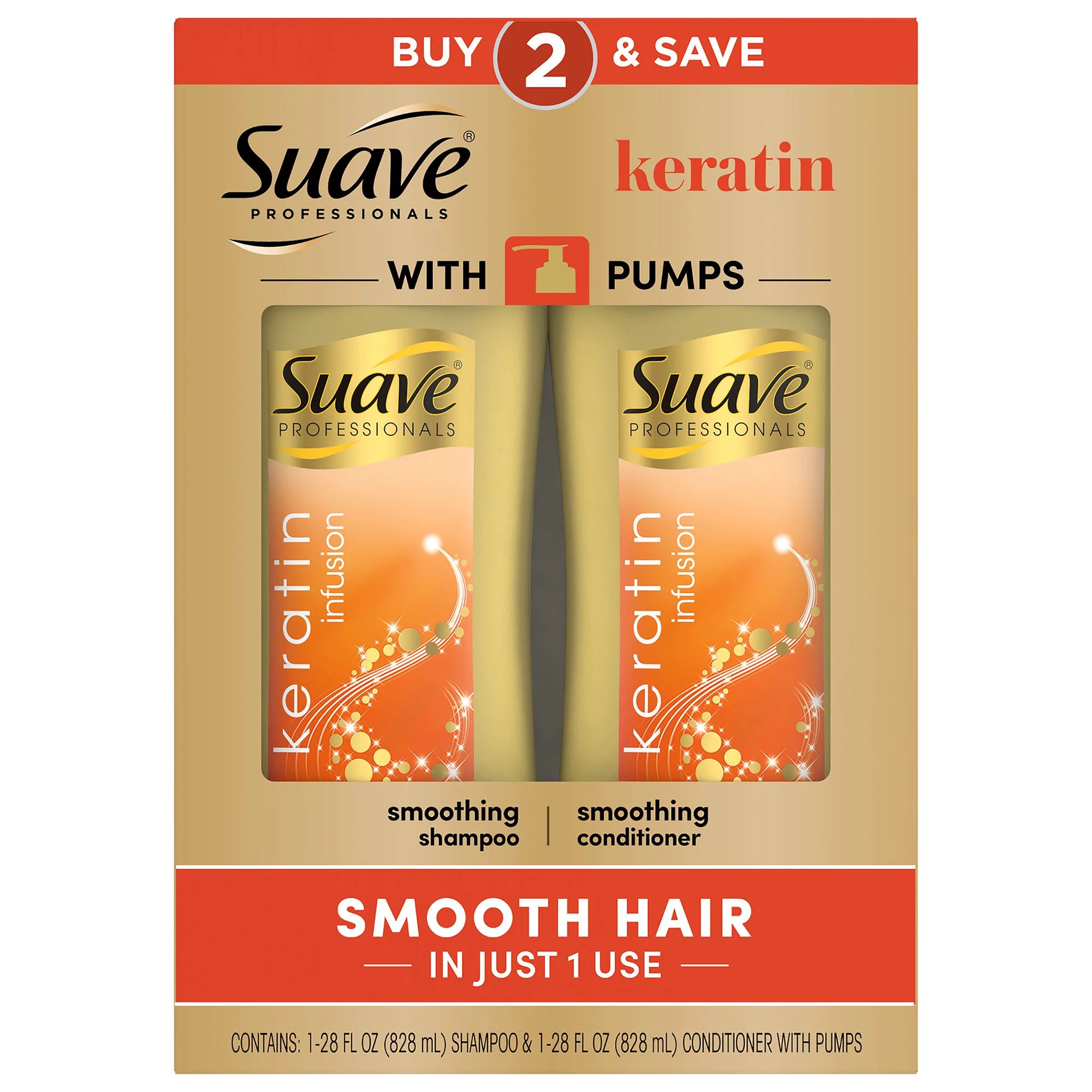 Suave Smoothing Shampoo and Conditioner Set, Keratin Infusion for All Hair Types, 28 oz 2 Pack | Walmart (US)