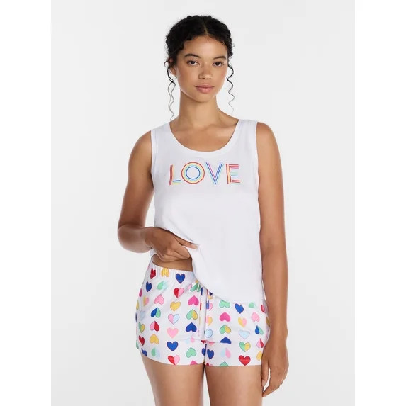 Joyspun Women's Tank Top and Shorts Pajama Set, 2-Piece, Sizes XS-3X - Walmart.com | Walmart (US)