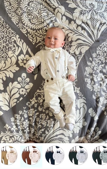 The cutest baby blessing outfit with bow tie and suspenders. Would also be great for baptism or wedding  

#LTKwedding #LTKkids #LTKbaby