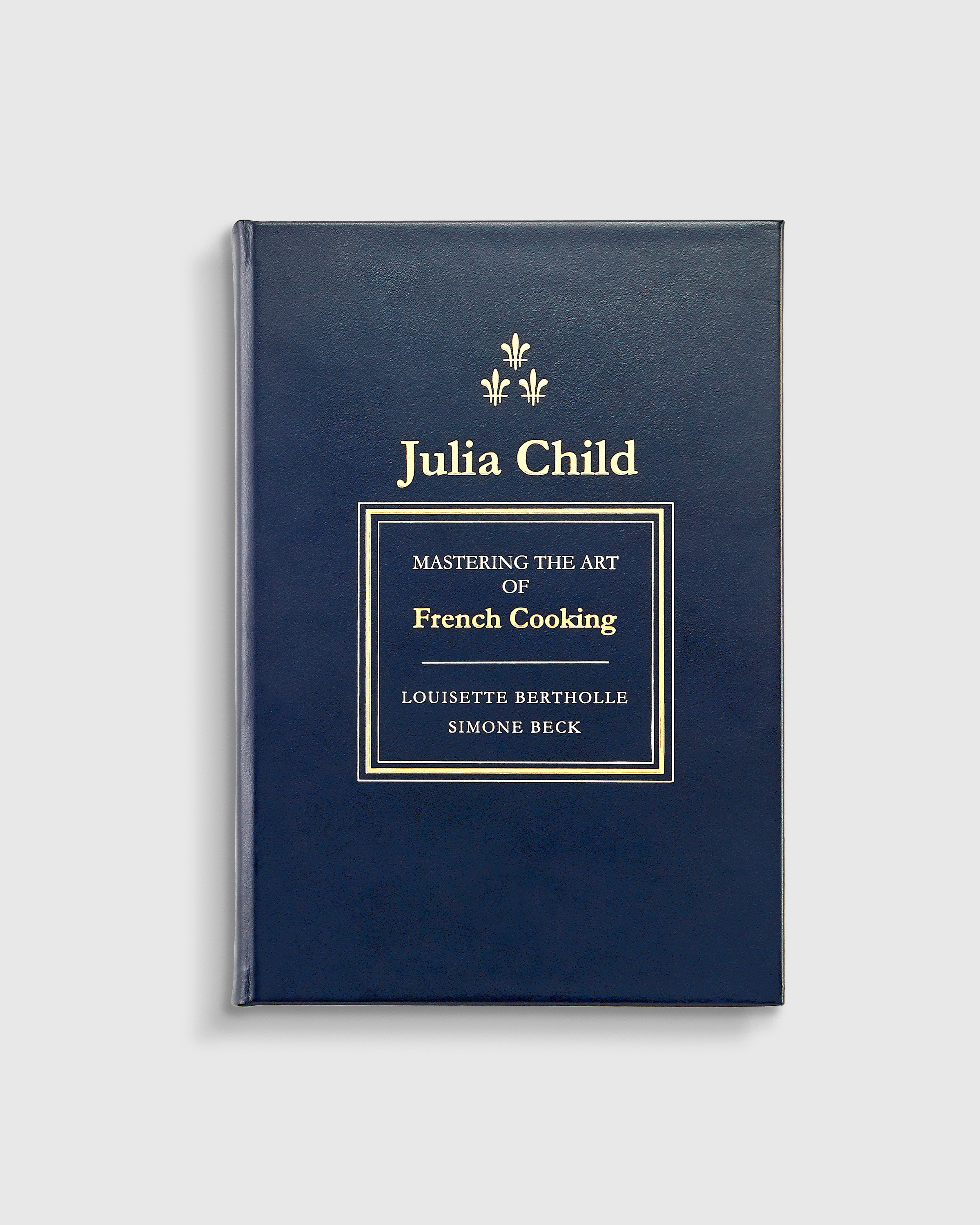 Quince | Graphic Image | Julia Child Mastering the Art of French Cooking Navy Leather Bound Book | Quince
