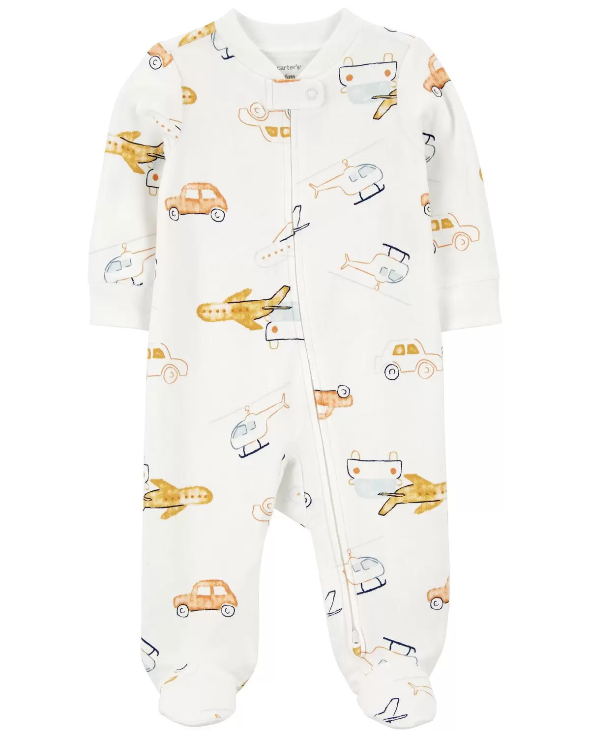 White Baby Vehicles 2-Way Zip Cotton Sleep & Play Pajamas | carters.com | Carter's