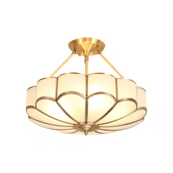 Oukaning Bronze Metal Frame 6-Light Brushed Gold LED Semi mount light | Lowe's
