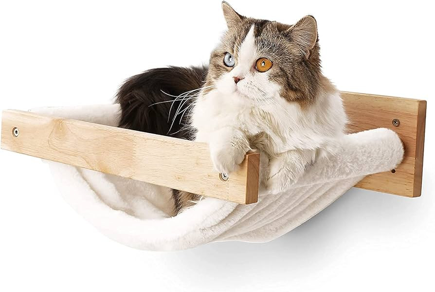 FUKUMARU Cat Hammock Wall Mounted, Kitty Beds and Perches, Wooden Cat Wall Furniture, Stable Cat ... | Amazon (US)
