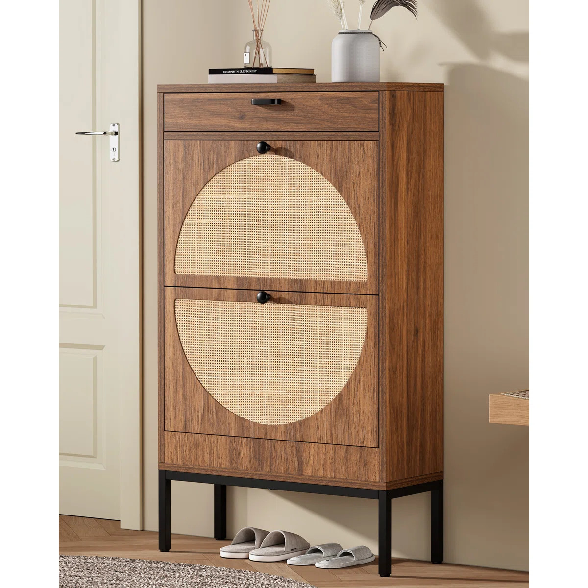 Cerina Boho Natural Rattan Shoe Storage Cabinet | Wayfair North America