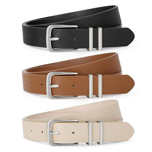 TRIWORKS 3 Pack Women Belts For Jeans Pants Dresses Ladies Leather Waist Belts | Amazon (US)