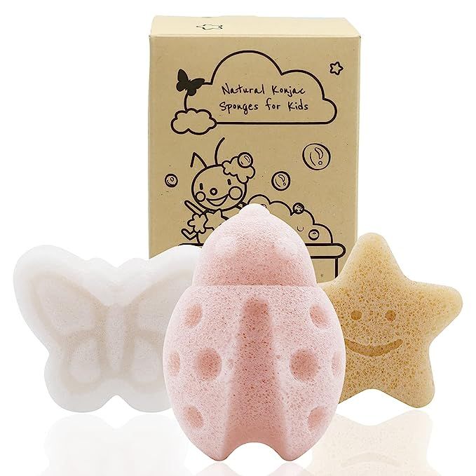Konjac Baby Sponge for Bathing, Cute Shapes Natural Kids Bath Sponges for Infants, Toddler Bath T... | Amazon (US)