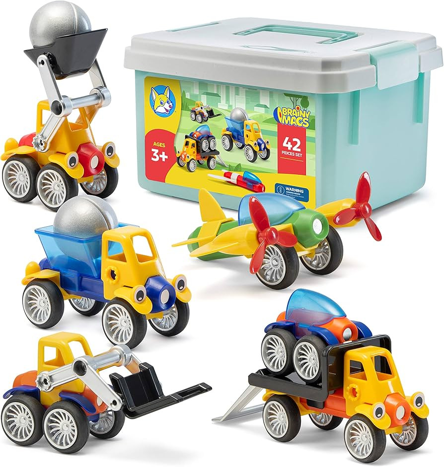 Play Brainy Magnetic Toy Cars Set for Boys and Girls - Brilliant Educational Toys for Toddlers an... | Amazon (US)