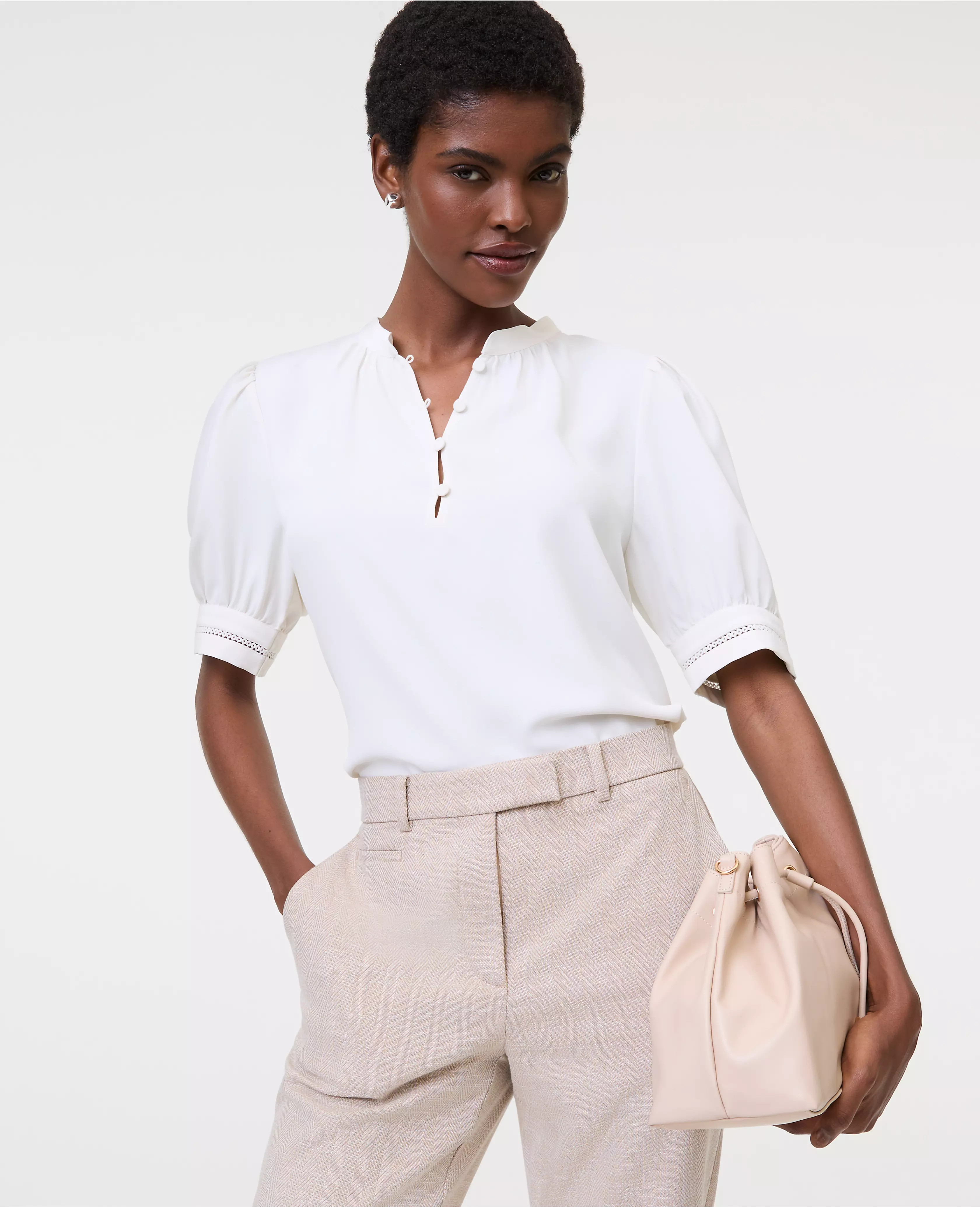 Lace Trim Mixed Media Top | Ann Taylor