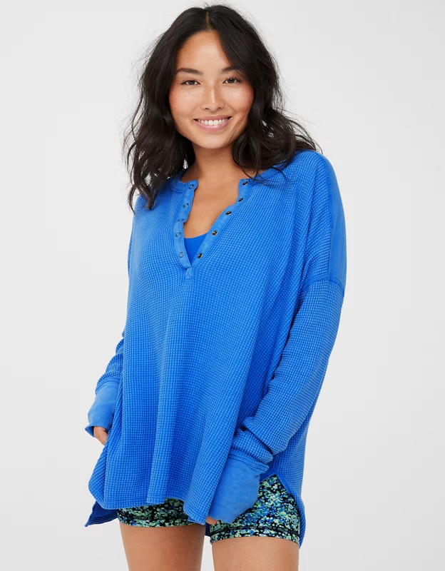 OFFLINE By Aerie Wow! Waffle Henley T-Shirt | American Eagle Outfitters (US & CA)