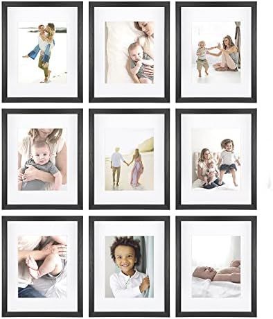 Sheffield Home 9 Piece Gallery Wall Frame Set, 11x14 in. matted to 8x10 in. (Matte Black) | Amazon (US)