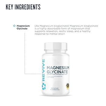 Revive MD Pure Magnesium Glycinate Capsules 200mg High Absorption Supplement for Relaxation & Str... | Amazon (US)