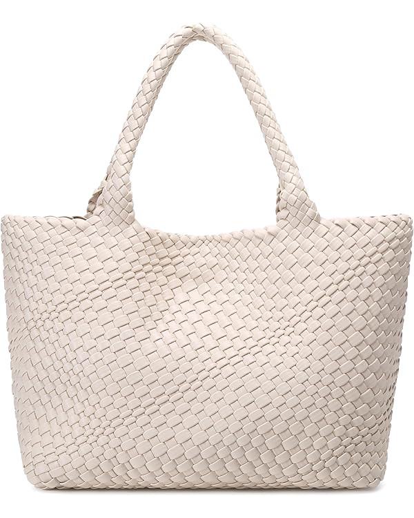 Queenoris Woven Bag for Women, Fashion Top Handle Shoulder Handbag Vegan Leather Shopper Purses L... | Amazon (US)