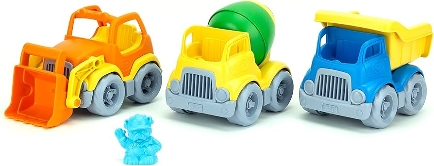 Green Toys Construction Vehicle Includes Scooper, Dumper, Mixer, 1 Character- 3 Pack - 4C | Amazon (US)
