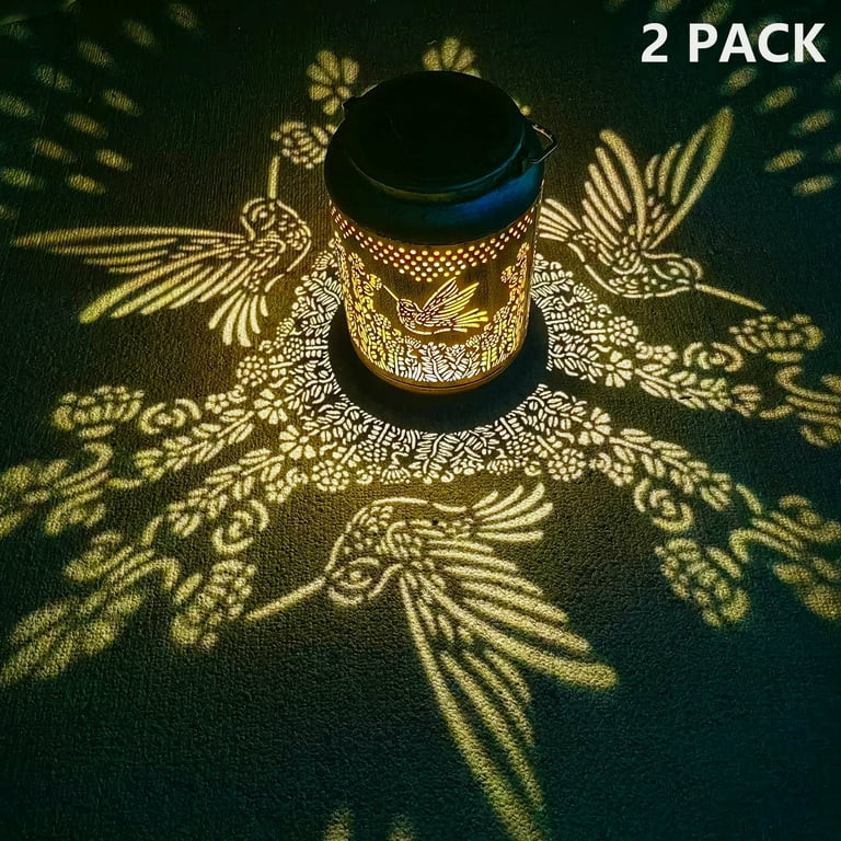 CHARKEE Hanging Solar Lanterns Outdoor Waterproof,2 Pack Hummingbird Metal Lantern LED Outdoor So... | Walmart (US)