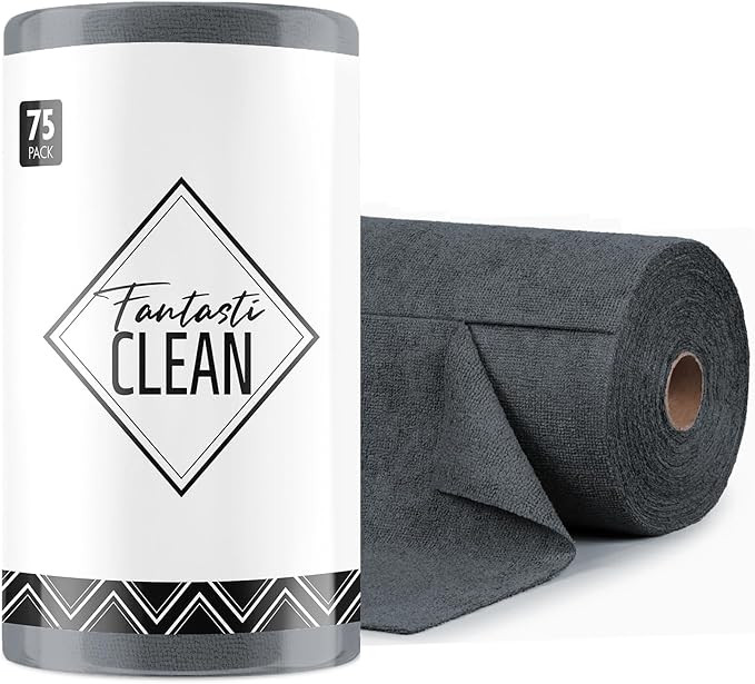 Fantasticlean Microfiber Cleaning Cloth Roll -75 Pack, Tear Away Microfiber Towels, 12" x 12", Re... | Amazon (US)