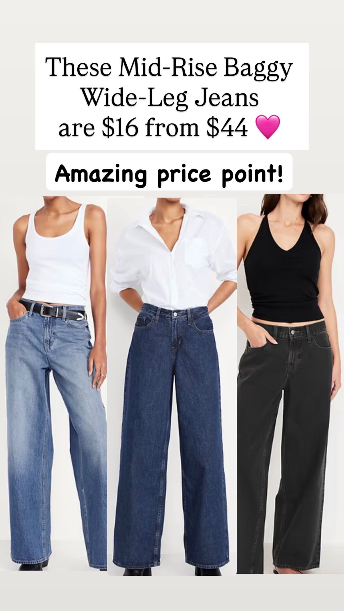I love these wide leg jeans. Only $16 right now! 

#LTKSaleAlert