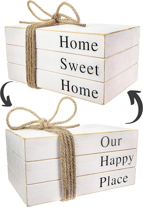 2in1 Stack Faux Books for Decoration,Decorative White Stacked Farmhouse Decor Wooden Books, Book ... | Amazon (US)