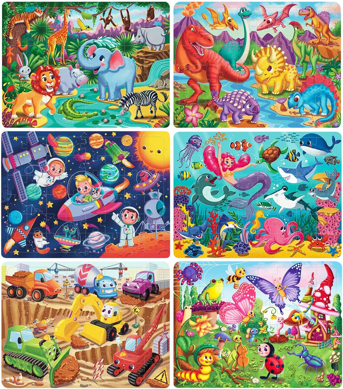 Wooden Puzzles for Kids Ages 4-6-8, 48 Piece Jigsaw Puzzles for Kids 3 4 5 6 7 8 Year Old, Toddle... | Amazon (US)