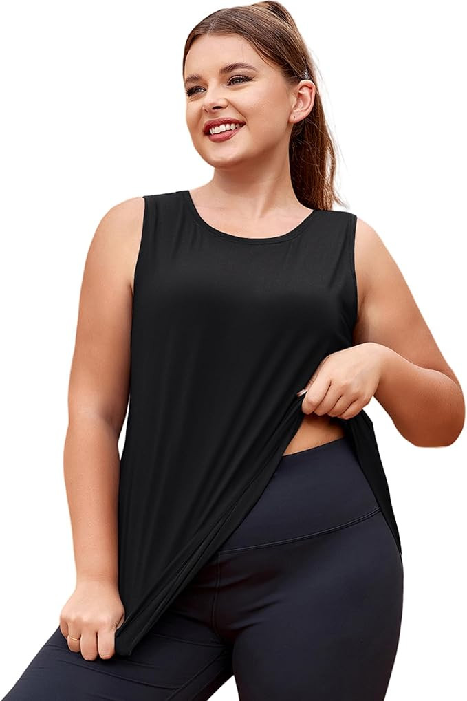 LALAGEN Plus Size Womens Workout Tank Tops Sleeveless Flowy Yoga Athletic Running Shirts | Amazon (US)