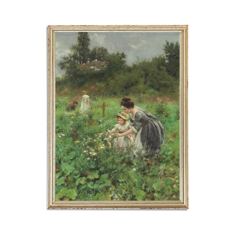 Vintage Women Picking Flowers Painting  Vintage Oil Field | Etsy | Etsy (US)