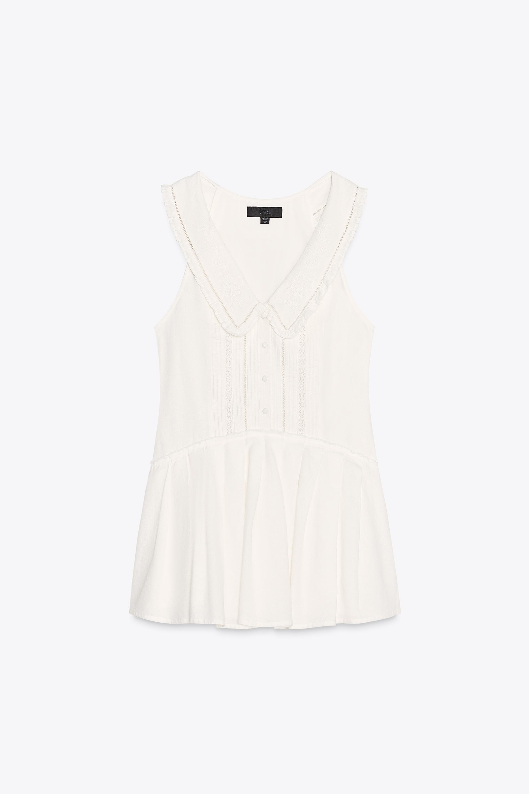 PLEATED PETER PAN COLLAR SHORT DRESS | Zara US