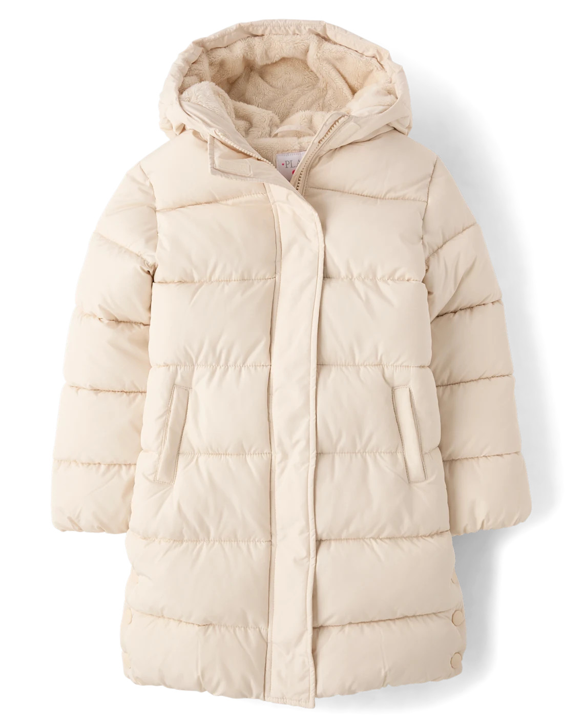 Girls Heavyweight Faux Fur Lined Long Puffer Jacket - cream | The Children's Place