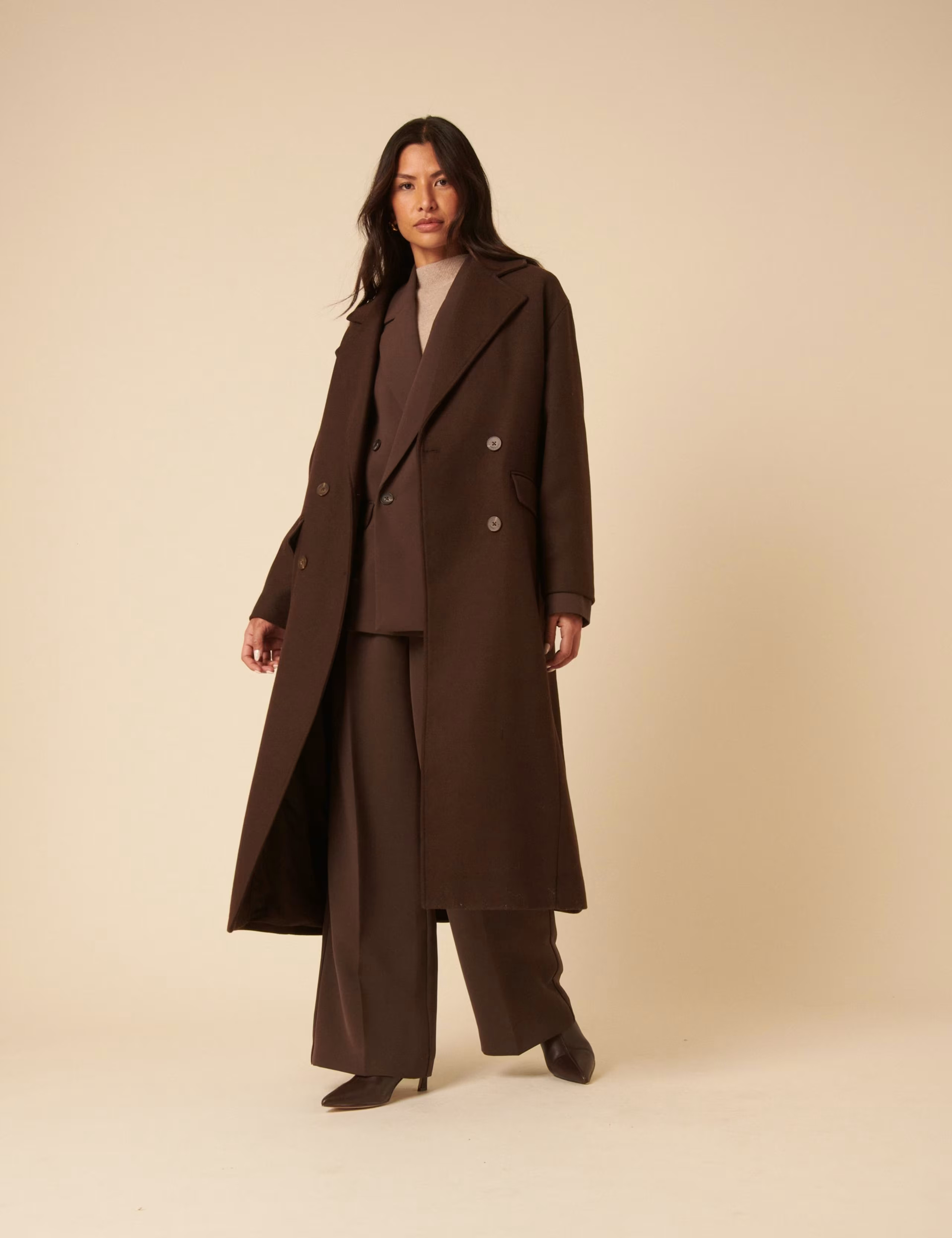 Wool Blend Relaxed Double Breasted Coat | Nobody's Child | M&S | Marks & Spencer (UK)