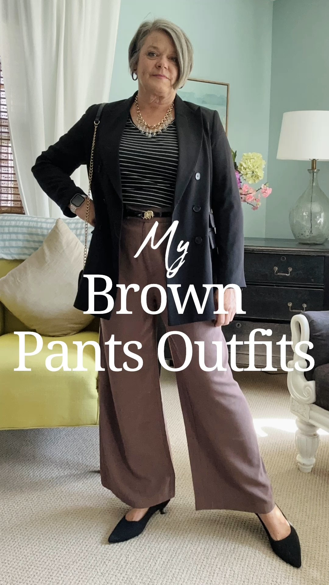 One pair of pants — three totally different looks! 🍂

These wide-leg brown pants are quickly becoming my fall MVP. You can wear them casual, classy, or somewhere in between — and still feel comfy and put-together.

👟 Casual: Denim jacket, crisp white shirt, striped sweater over the shoulders, and white sneakers.
🖤 Chic: Black double-breasted blazer, striped top, and black heels.
🌸 Polished casual: Soft pink blouse, ballet flats, and a gold necklace for a feminine touch.

This rich chocolate-brown color goes with everything and feels fresh for fall — a great alternative to black! ✨

💡 Style tip: Brown pairs beautifully with blush pink, ivory, camel, and denim — mix textures for an elevated look.

Shop the looks:
👖 Wide-leg brown pants (similar linked)
👕 White button-down
🧥 Black blazer
🧣 Striped sweater
👟 White sneakers
👡 Ballet flats
🌸 Pink blouse

#LTKover50 #FallFashionOver50 #BrownPantsOutfit #MidlifeStyle #ChicAndComfy #ClassicStyle #OOTDOver50 #WardrobeEssentials #KarinsKottageStyl

#LTKMidsize #LTKStyleTip