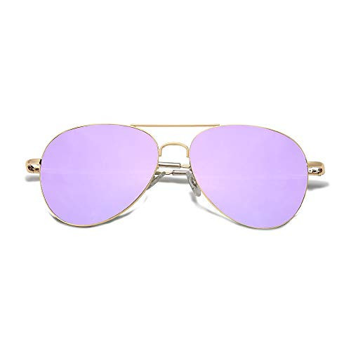 SOJOS Classic Aviator Sunglasses for Women Men Metal Frame Spring Hinges SJ1030, Gold/Purple | Amazon (US)