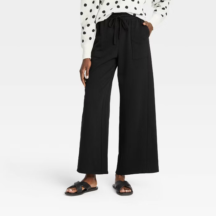 Women's High-Rise Wide Leg Knit Pants - Who What Wear™ Black M | Target