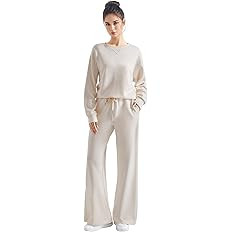 SUUKSESS Women Modal Fall 2 piece outfits Oversized Sweatshirt Wide Leg Pants | Amazon (US)
