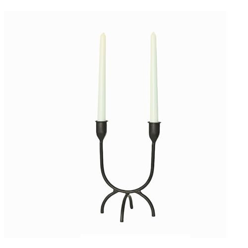 Remenna Black Candle Holder Hand Forged Iron 2Arm Candelabra Modern Taper Candlestick Holders for Table Centerpiece, Wedding Reception, Festive Christmas Mantel Decoration or Home Decor | Amazon (US)