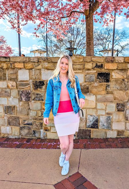 The prettiest pink color block dress for spring!! Additional color options are available. Pair with a denim jacket, white sneakers, coach crossbody bag/purse and layered necklaces. Fits TTS stretchy.

#LTKfindsunder100 #LTKstyletip #LTKitbag
