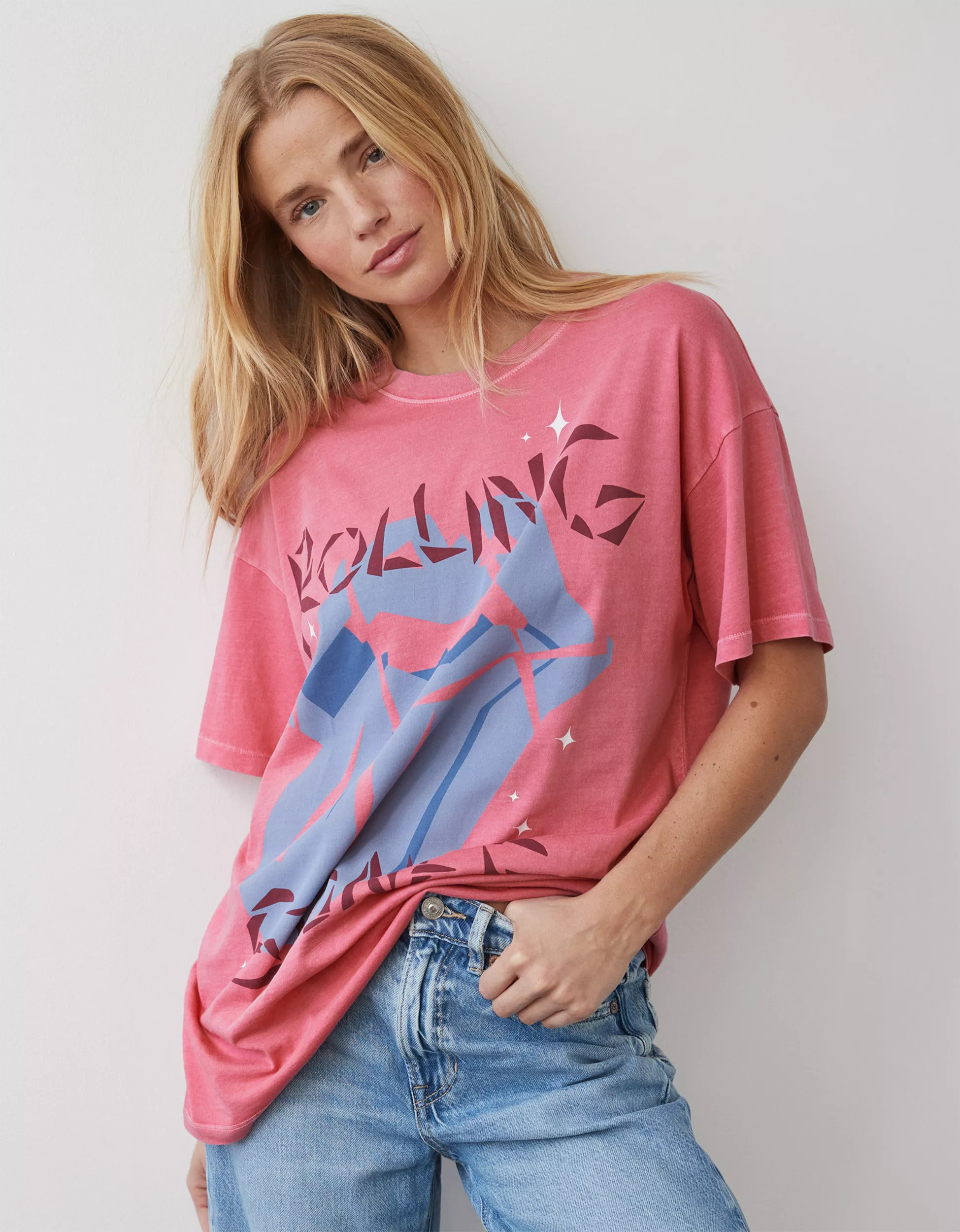 AE Oversized Rolling Stones Hackney Diamonds Graphic Tee | American Eagle Outfitters (US & CA)