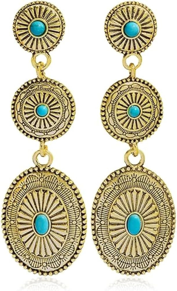 Western Earrings for Women Vintage Concho Jewelry Country Concert Accessories Cowgirl Chic Turquo... | Amazon (US)