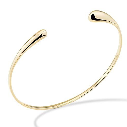 MiaBella 18K Gold Over Sterling Silver Italian Organic Teardrop Flexible Cuff Open Bangle Bracele... | Amazon (US)