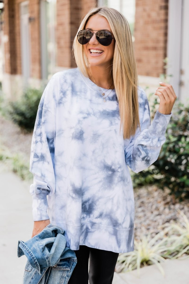 Disguise My Love Charcoal Tie Dye Pullover | The Pink Lily Boutique