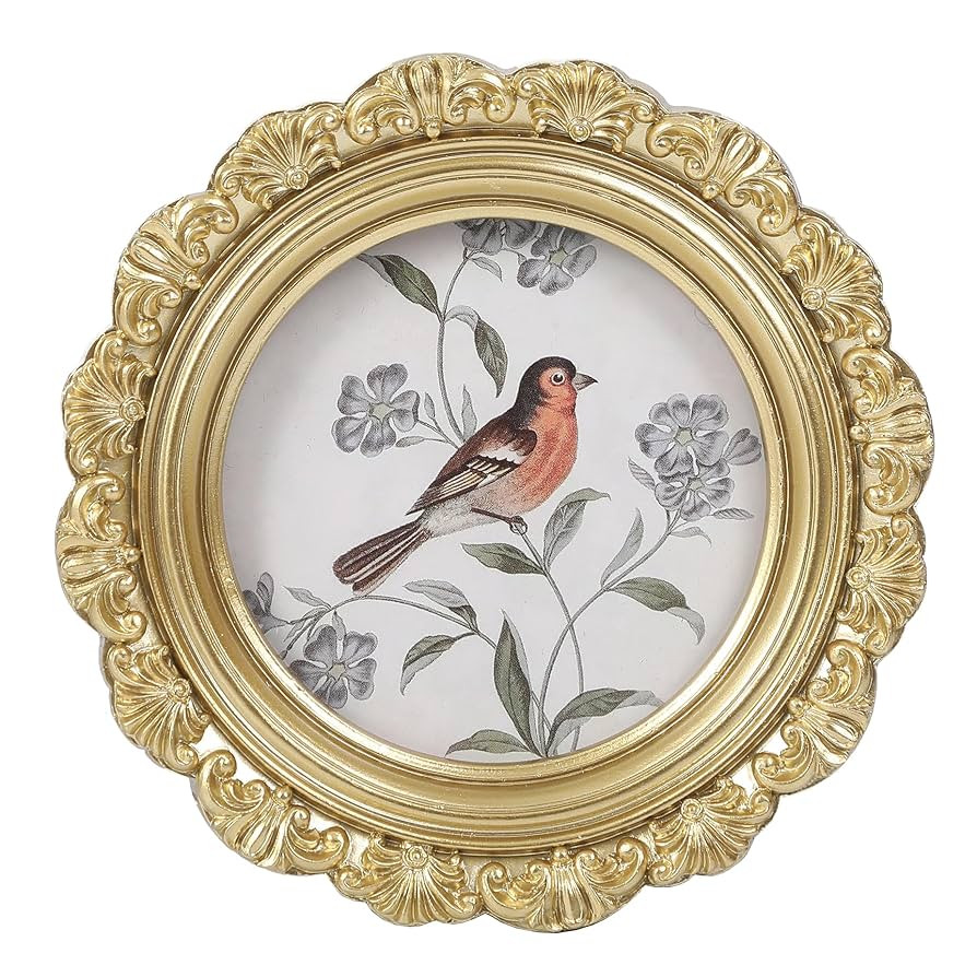 Vintage Picture Frames 3x3 Round Gold Antique Picture Frames with Glass Front Handcrafted Rustic ... | Amazon (US)