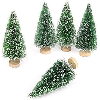 Haiabei 60 Pcs Mini Christmas Tree Bottle Brush Trees Plastic Sisal Trees with Wood Base for DIY ... | Amazon (US)