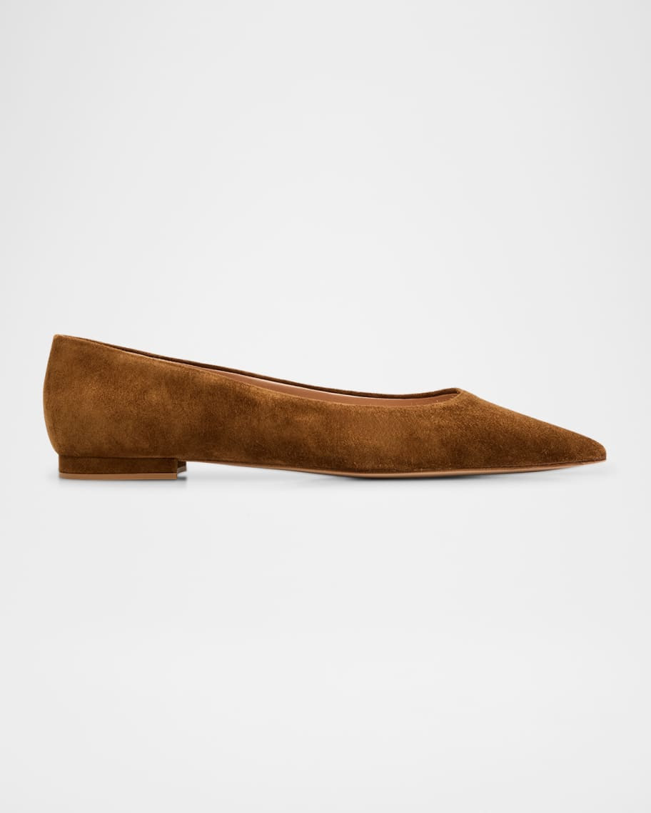 Gianvito Rossi Suede Pointed-Toe Ballerina Flats | Neiman Marcus