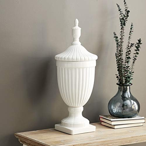 Deco 79 Country Ceramic Amphora Decorative Jars, 10" x 10" x 26", White | Amazon (US)