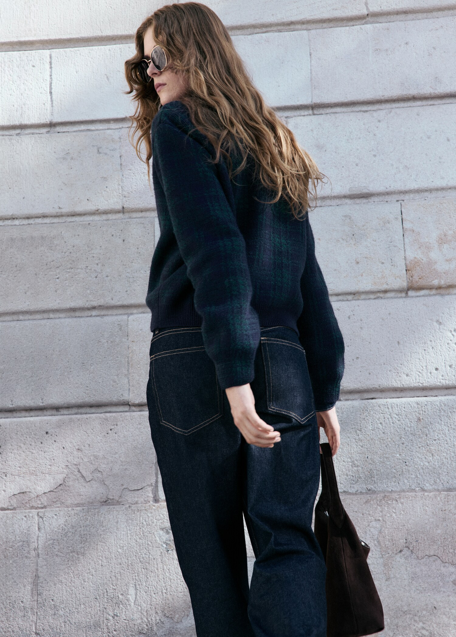 Checkered zipper cardigan | Mango (US/MX/AU)