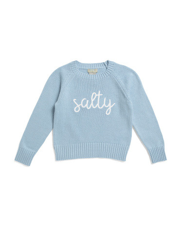 Toddler Girls Salty Script Crew Neck Sweater | TJ Maxx