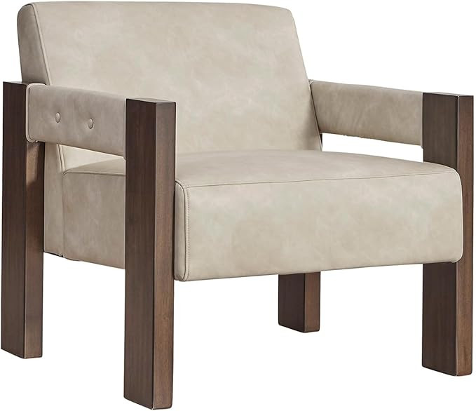 Signature Design by Ashley Adlanlock Contemporary Faux Leather Upholstered Solid Wood Accent Chai... | Amazon (US)